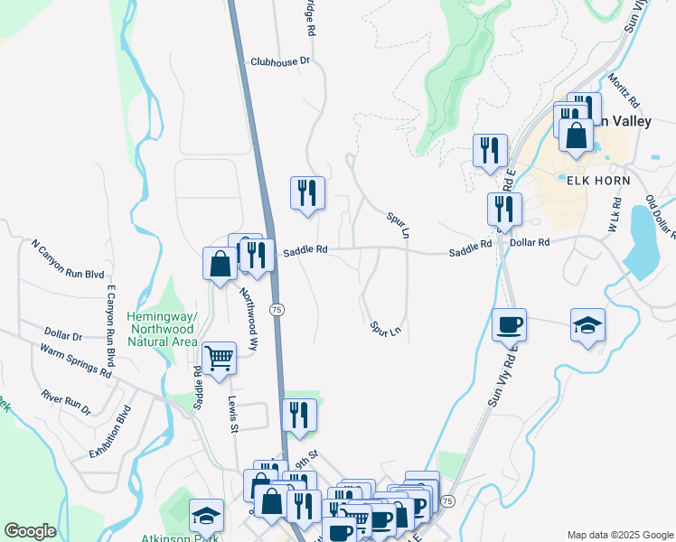map of restaurants, bars, coffee shops, grocery stores, and more near in Ketchum