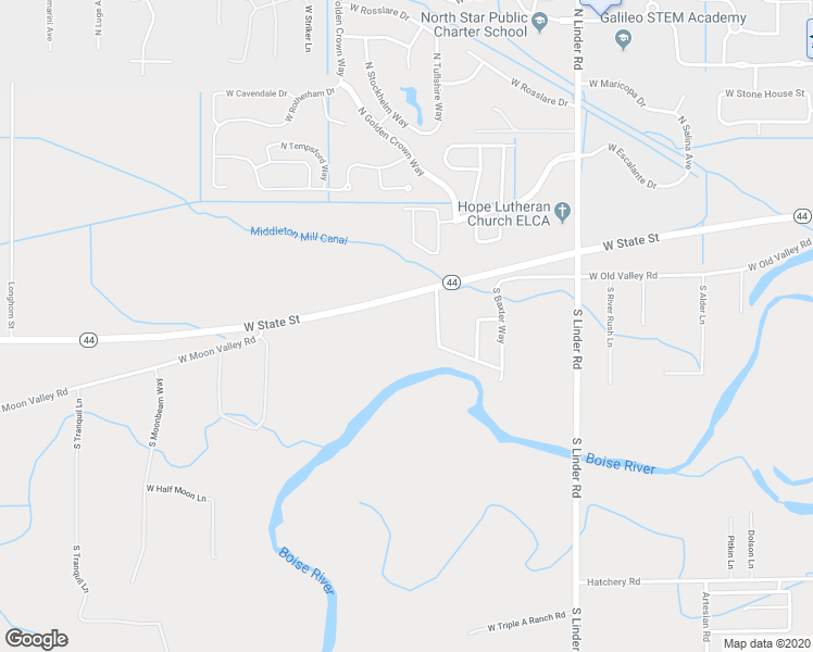 map of restaurants, bars, coffee shops, grocery stores, and more near 5337 West State Street in Eagle