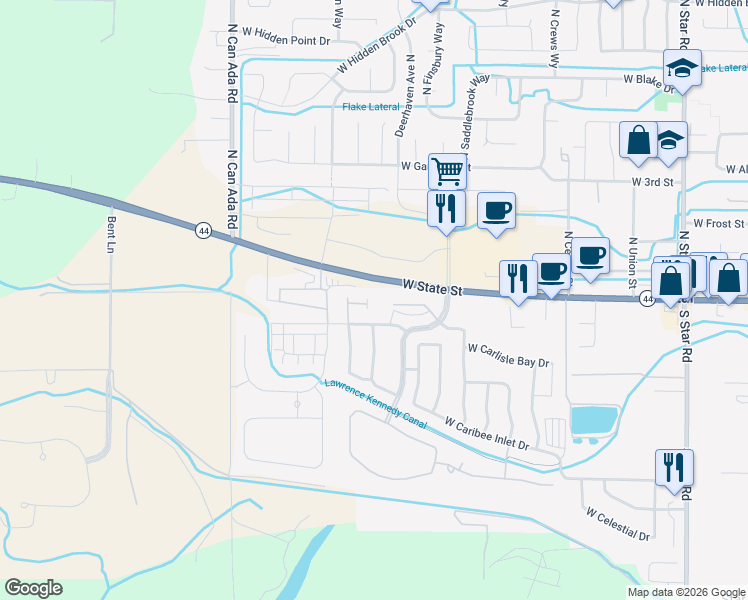 map of restaurants, bars, coffee shops, grocery stores, and more near 6 South Sellwood Lane in Star