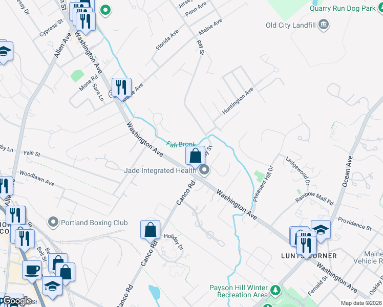 map of restaurants, bars, coffee shops, grocery stores, and more near 24 Ray Street in Portland