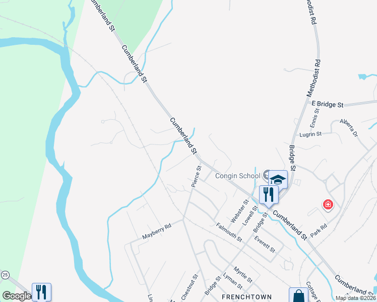 map of restaurants, bars, coffee shops, grocery stores, and more near 15 Wilson Drive in Westbrook