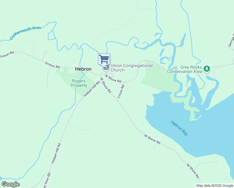 map of restaurants, bars, coffee shops, grocery stores, and more near 34 West Shore Road in Hebron