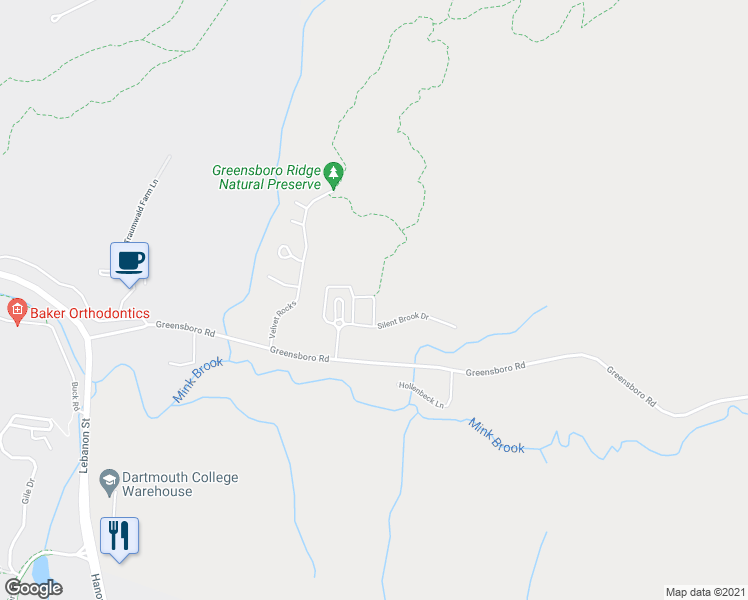 map of restaurants, bars, coffee shops, grocery stores, and more near Forest Edge Drive in Hanover