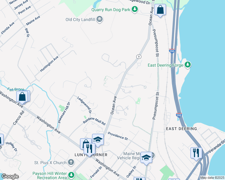 map of restaurants, bars, coffee shops, grocery stores, and more near 752 Ocean Avenue in Portland