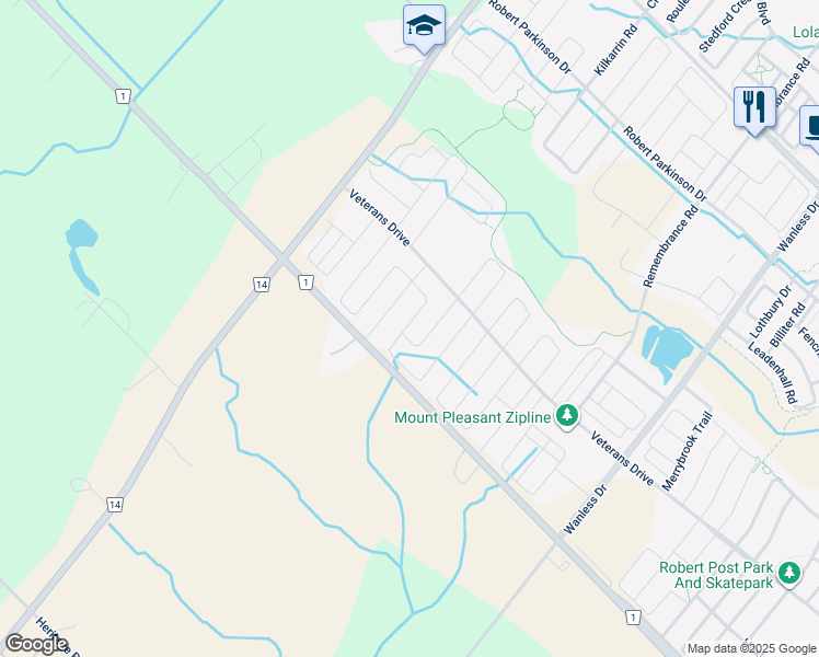 map of restaurants, bars, coffee shops, grocery stores, and more near in Brampton