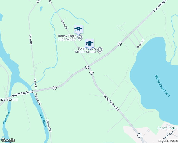 map of restaurants, bars, coffee shops, grocery stores, and more near 35 Long Plains Road in Buxton