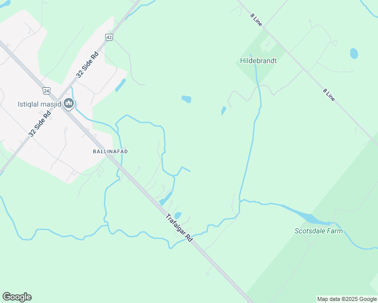 map of restaurants, bars, coffee shops, grocery stores, and more near Unnamed Road in Halton Hills