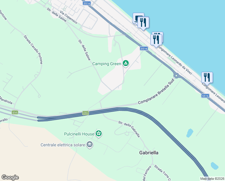 map of restaurants, bars, coffee shops, grocery stores, and more near 8B Strada dell'Alderana in Provincia di Ancona