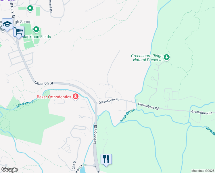 map of restaurants, bars, coffee shops, grocery stores, and more near 39 College Hill in Hanover