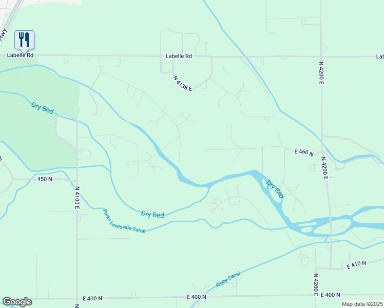 map of restaurants, bars, coffee shops, grocery stores, and more near 450 North 4108 East in Rigby