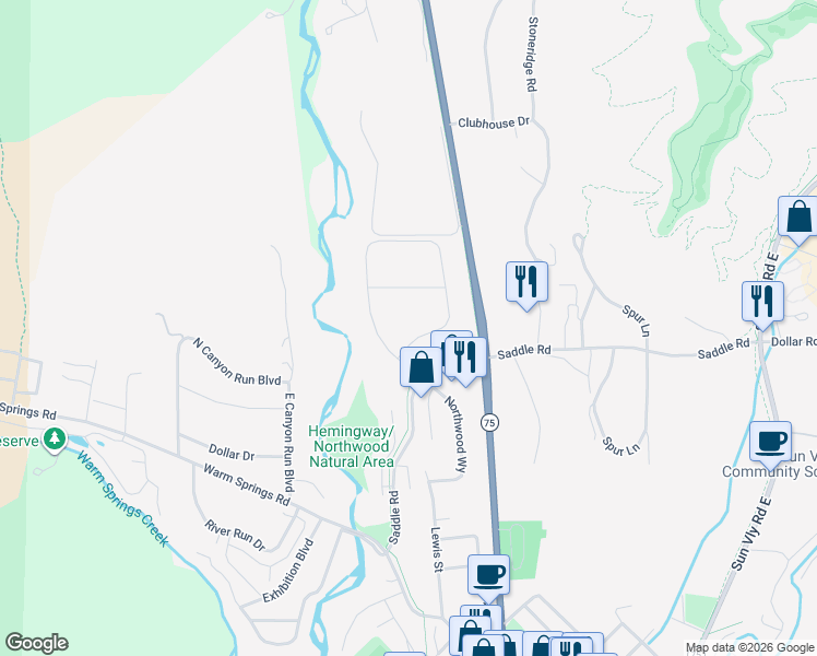 map of restaurants, bars, coffee shops, grocery stores, and more near 119-149 Graduate Drive in Ketchum