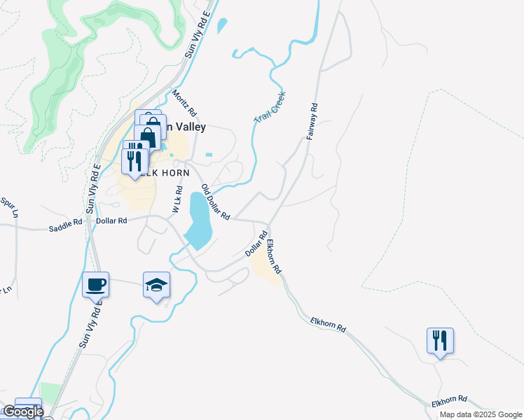 map of restaurants, bars, coffee shops, grocery stores, and more near 1247 New Villagers Road in Sun Valley