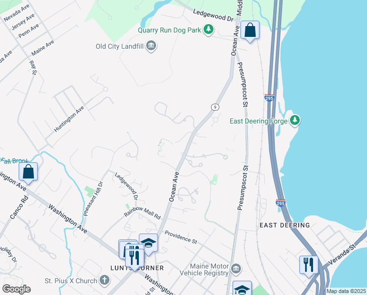 map of restaurants, bars, coffee shops, grocery stores, and more near 802 Ocean Avenue in Portland