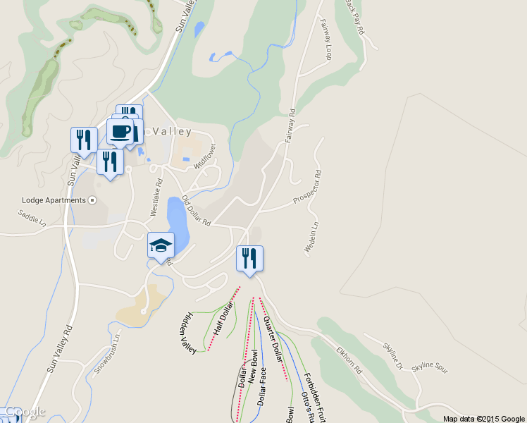 map of restaurants, bars, coffee shops, grocery stores, and more near 200 Prospector Road in Hailey