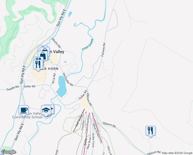 map of restaurants, bars, coffee shops, grocery stores, and more near 200 Prospector Road in Hailey
