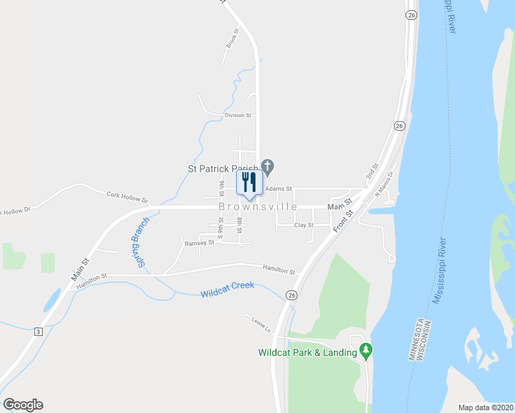 map of restaurants, bars, coffee shops, grocery stores, and more near in Brownsville