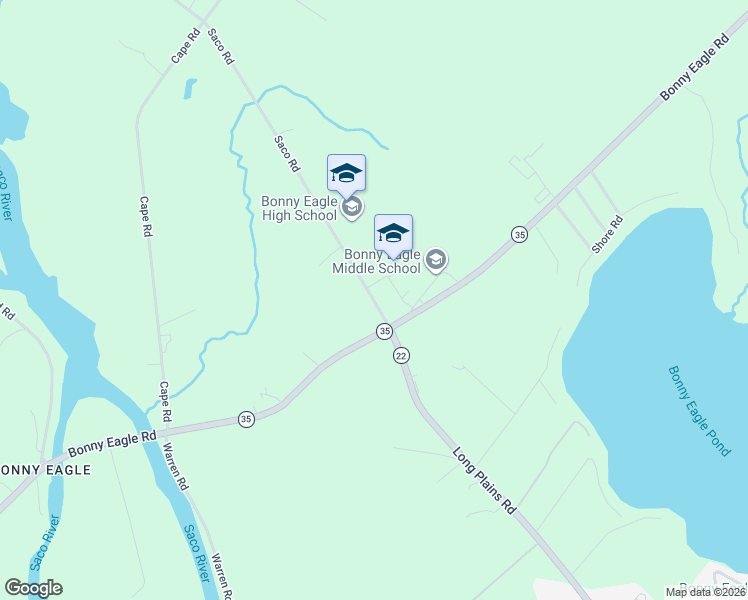 map of restaurants, bars, coffee shops, grocery stores, and more near Long Plains Rd. in Buxton