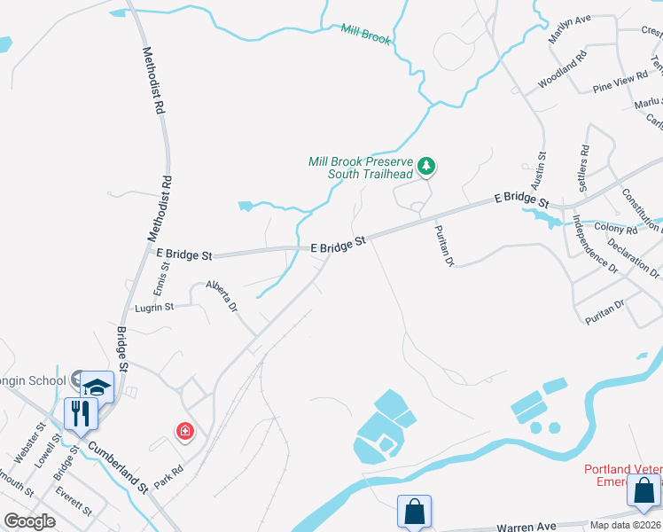 map of restaurants, bars, coffee shops, grocery stores, and more near 311 Park Road in Westbrook
