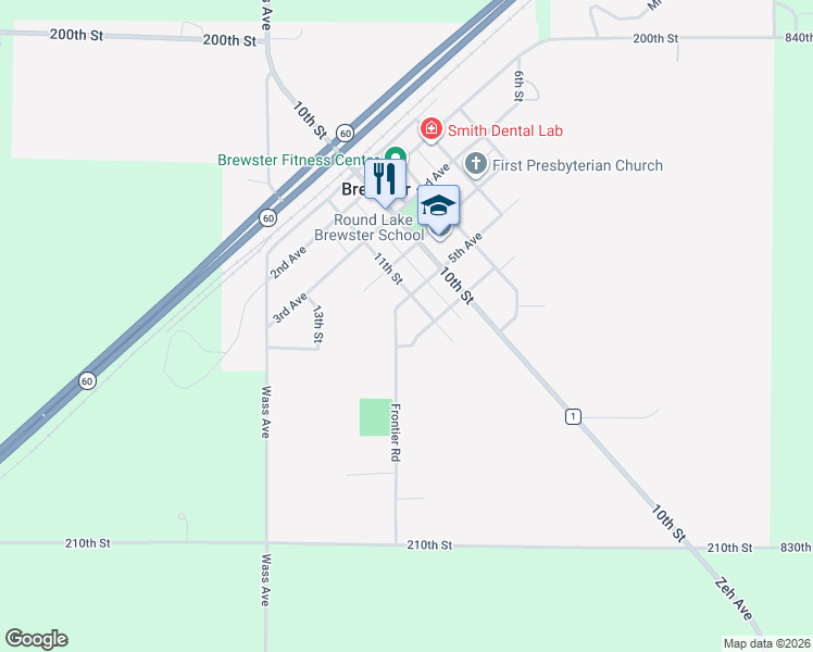 map of restaurants, bars, coffee shops, grocery stores, and more near 502 Frontier Road in Brewster