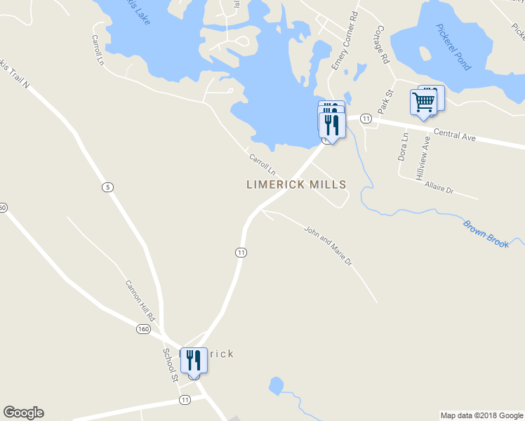 map of restaurants, bars, coffee shops, grocery stores, and more near 1 John and Marie Drive in Limerick