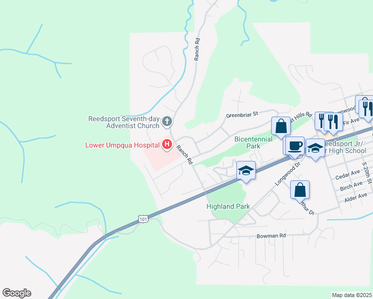 map of restaurants, bars, coffee shops, grocery stores, and more near 480 Regents Place in Reedsport