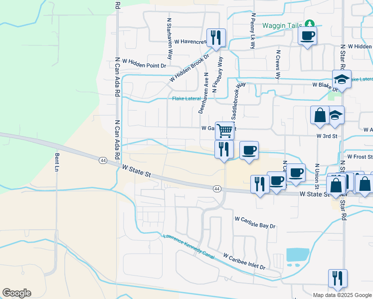 map of restaurants, bars, coffee shops, grocery stores, and more near 12327 W Gambrell St in Star