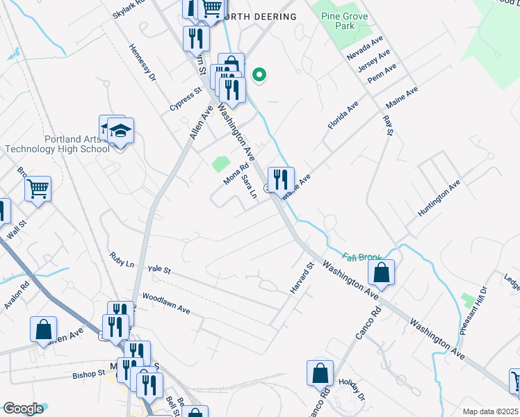map of restaurants, bars, coffee shops, grocery stores, and more near 20 Bernard Road in Portland