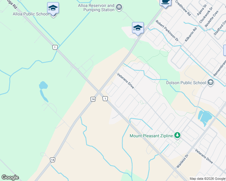 map of restaurants, bars, coffee shops, grocery stores, and more near 15 Arrowview Drive in Brampton