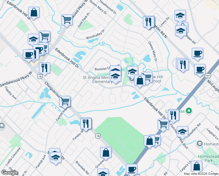 map of restaurants, bars, coffee shops, grocery stores, and more near 336 Edenbrook Hill Drive in Brampton
