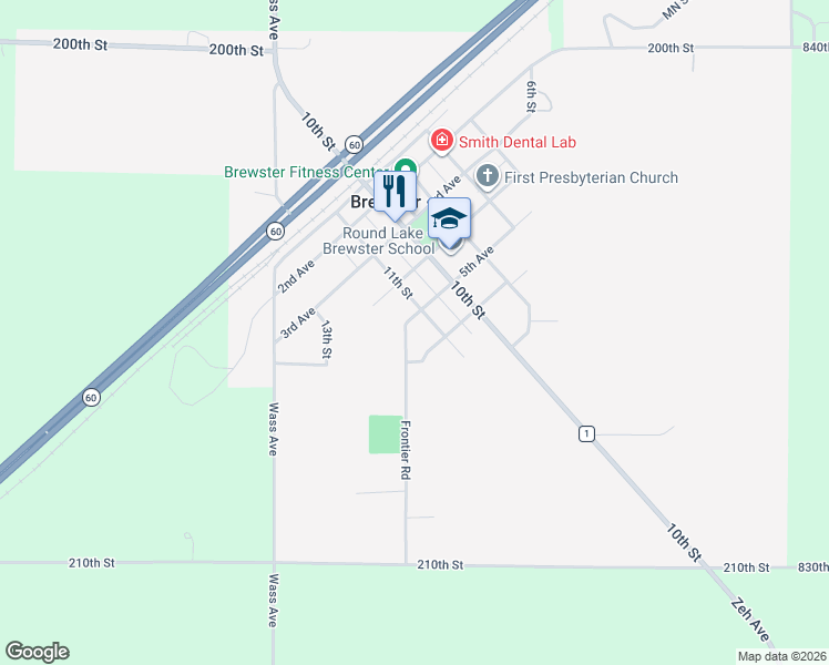 map of restaurants, bars, coffee shops, grocery stores, and more near 502 Frontier Road in Brewster