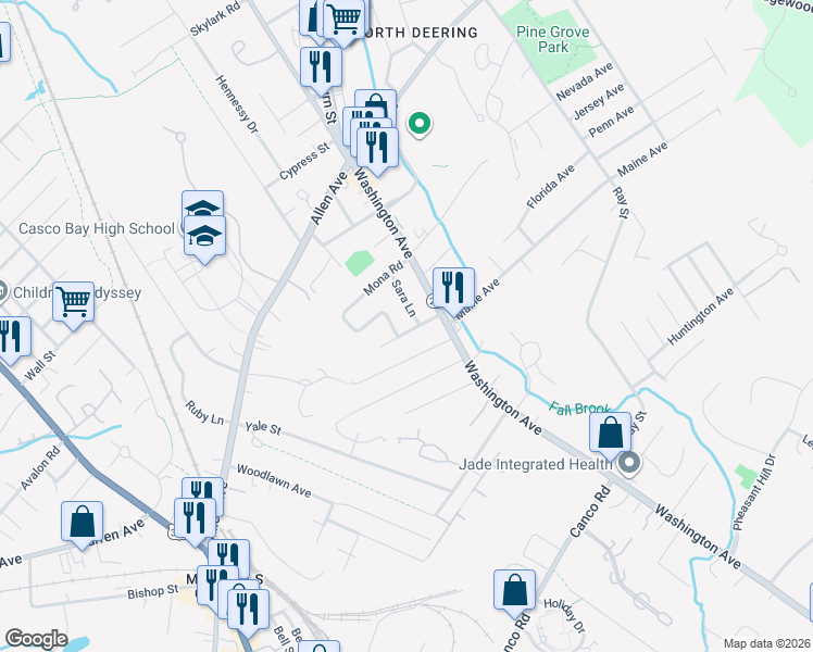 map of restaurants, bars, coffee shops, grocery stores, and more near 27 Bernard Road in Portland