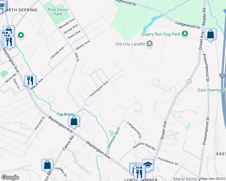 map of restaurants, bars, coffee shops, grocery stores, and more near 73 Demerest Street in Portland