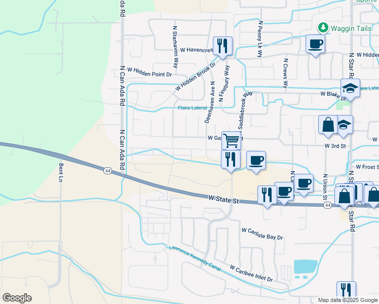map of restaurants, bars, coffee shops, grocery stores, and more near 12327 W Gambrell St in Star