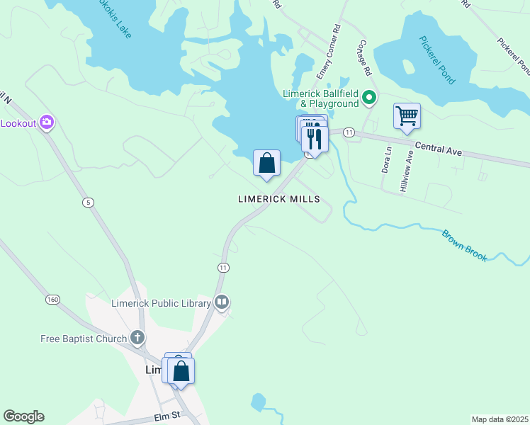 map of restaurants, bars, coffee shops, grocery stores, and more near 123 Washington Street in Limerick