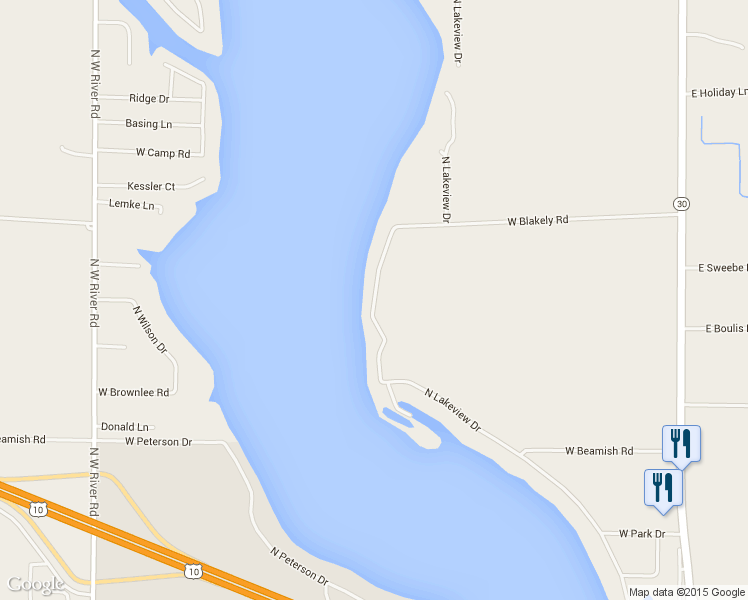 map of restaurants, bars, coffee shops, grocery stores, and more near 3095 North Lakeview Drive in Sanford