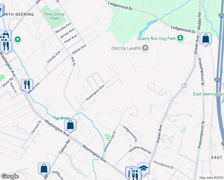 map of restaurants, bars, coffee shops, grocery stores, and more near 73 Demerest Street in Portland
