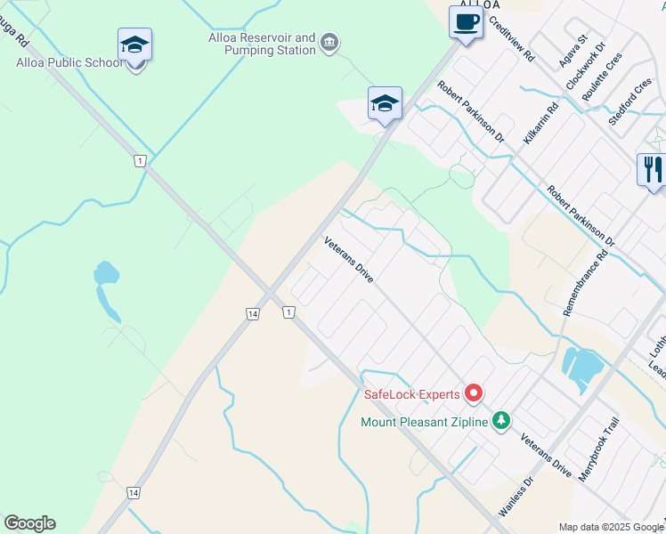 map of restaurants, bars, coffee shops, grocery stores, and more near in Brampton