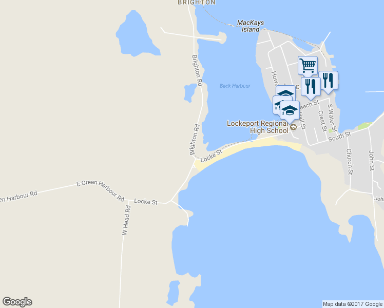 map of restaurants, bars, coffee shops, grocery stores, and more near 1 Brighton Road in Lockeport