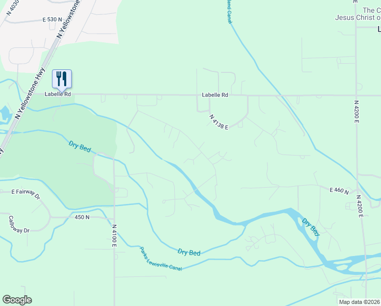 map of restaurants, bars, coffee shops, grocery stores, and more near 461 North 4108 East in Rigby