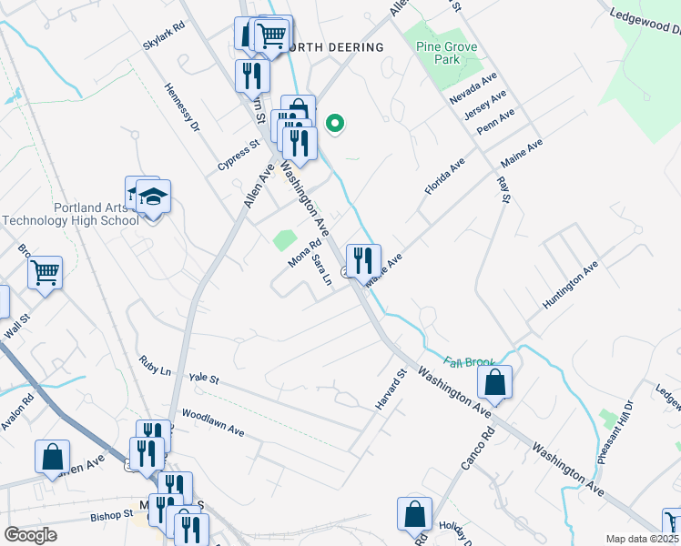 map of restaurants, bars, coffee shops, grocery stores, and more near 20 Bernard Road in Portland