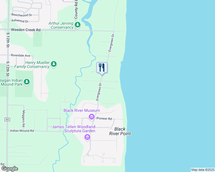 map of restaurants, bars, coffee shops, grocery stores, and more near 306 Whitetail Run Lane in Sheboygan