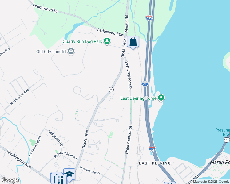 map of restaurants, bars, coffee shops, grocery stores, and more near 903 Ocean Avenue in Portland