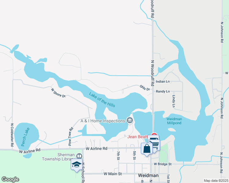 map of restaurants, bars, coffee shops, grocery stores, and more near 6408 Ohls Drive in Weidman