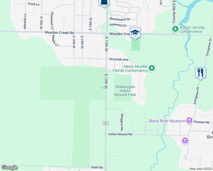 map of restaurants, bars, coffee shops, grocery stores, and more near 5009 South 12th Street in Sheboygan