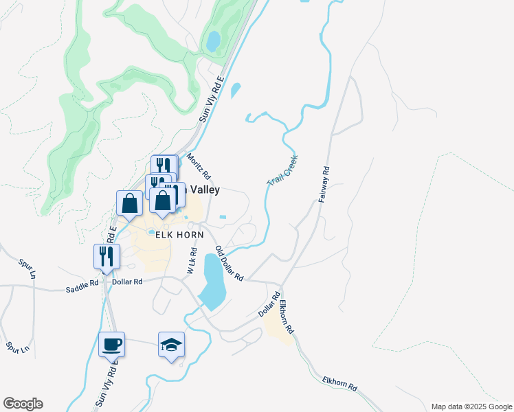 map of restaurants, bars, coffee shops, grocery stores, and more near 578 Wildflower in Sun Valley