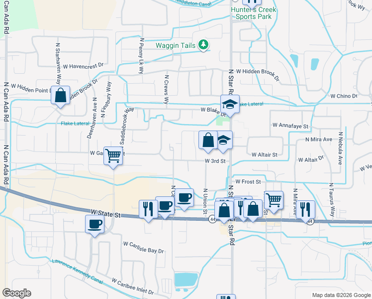 map of restaurants, bars, coffee shops, grocery stores, and more near 496 North Emma Avenue in Star