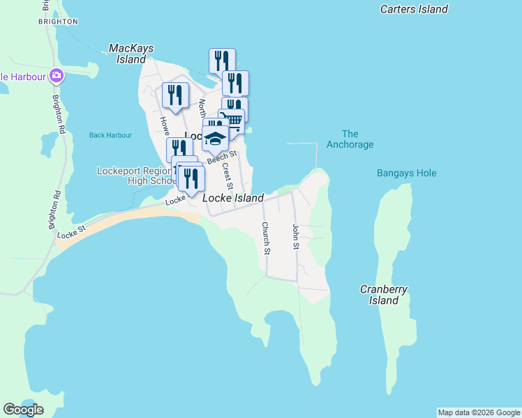 map of restaurants, bars, coffee shops, grocery stores, and more near 83 South Street in Lockeport