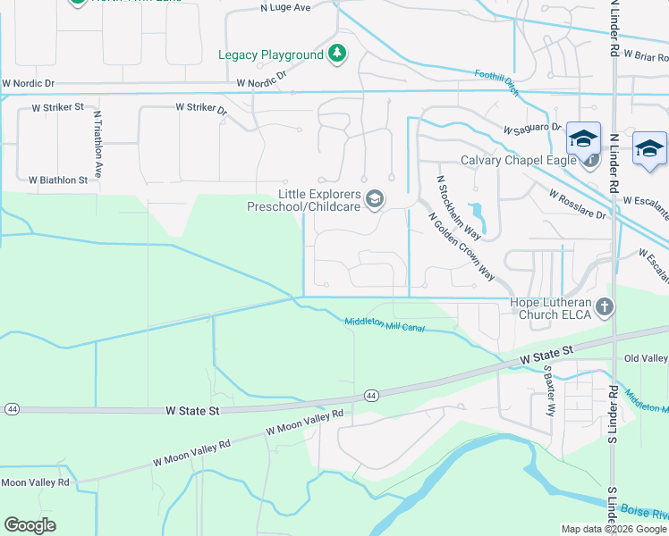 map of restaurants, bars, coffee shops, grocery stores, and more near 5885 West Durning Drive in Eagle
