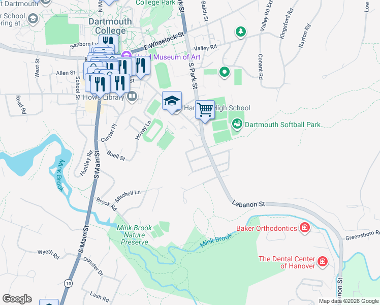 map of restaurants, bars, coffee shops, grocery stores, and more near 10 Barrymore Road in Hanover