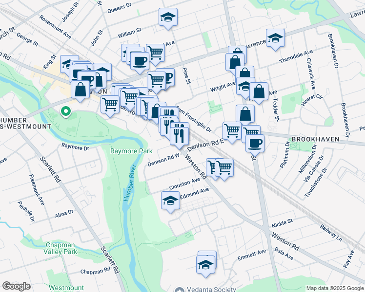 map of restaurants, bars, coffee shops, grocery stores, and more near in Toronto